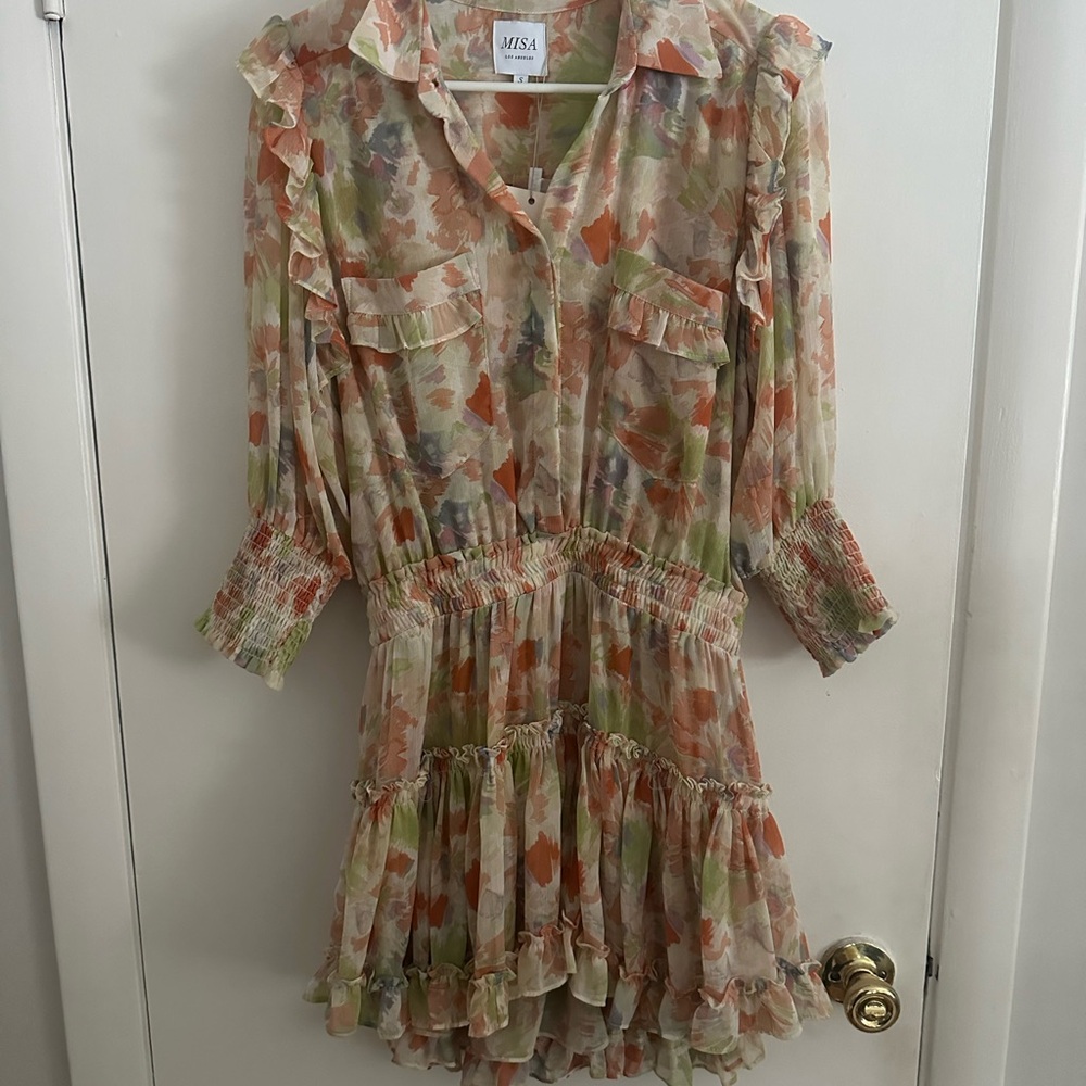 Misa beautiful flowy Floral Ruffle Dress